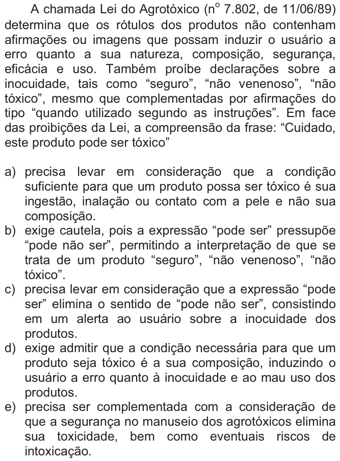 Questão 8 no caderno  da FUVEST 2010