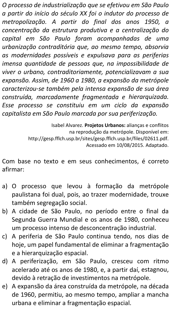 Questão 74 no caderno  da FUVEST 2016