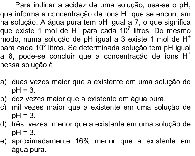 Questão 8 no caderno  da FUVEST 2008