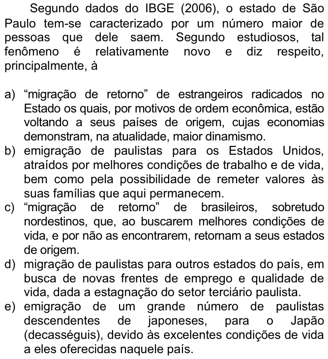 Questão 63 no caderno  da FUVEST 2008