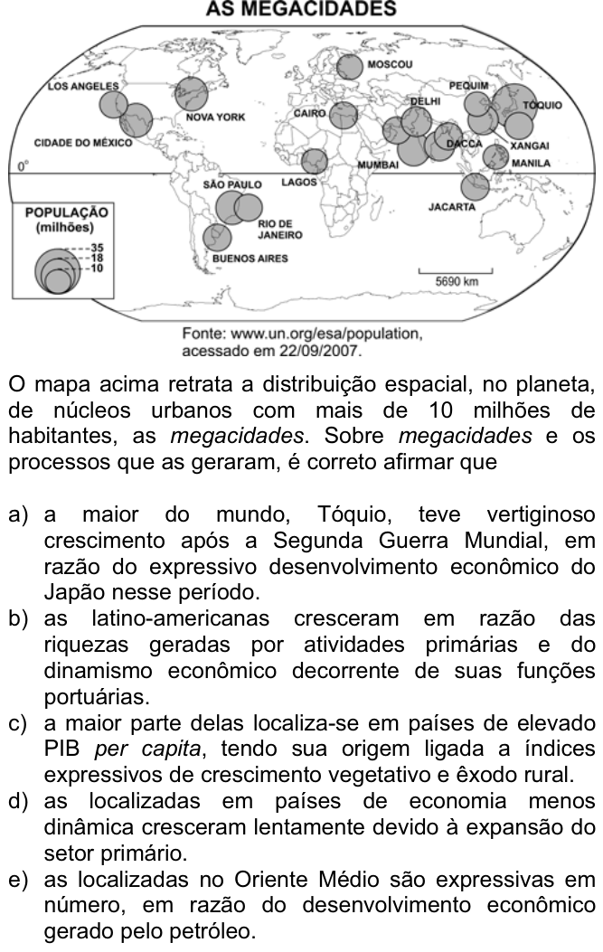 Questão 70 no caderno  da FUVEST 2008