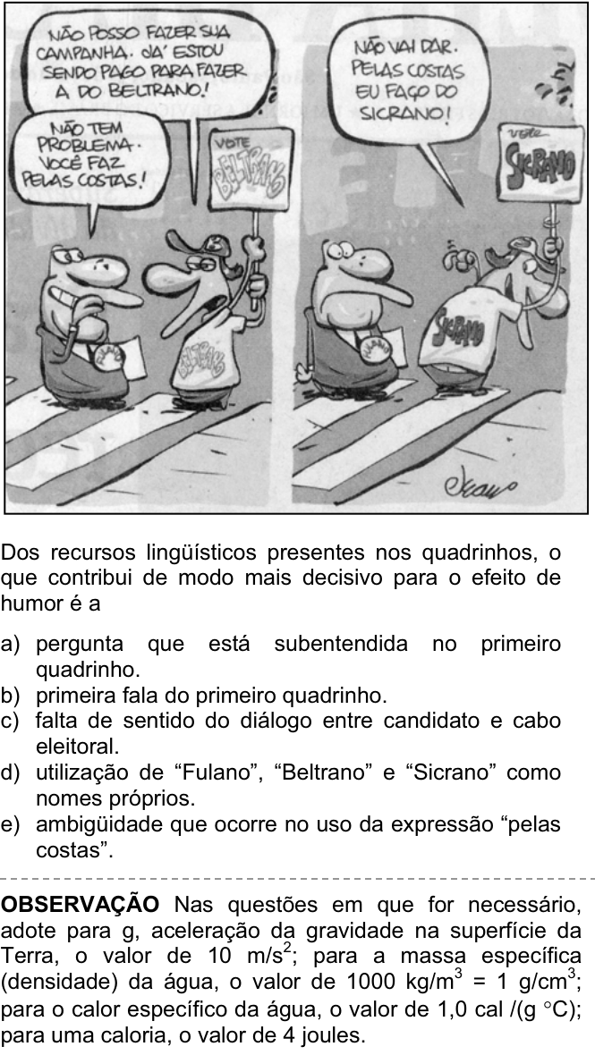 Questão 9 no caderno  da FUVEST 2007