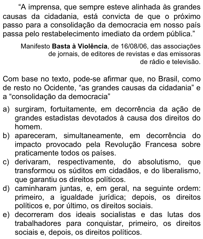 Questão 49 no caderno  da FUVEST 2007