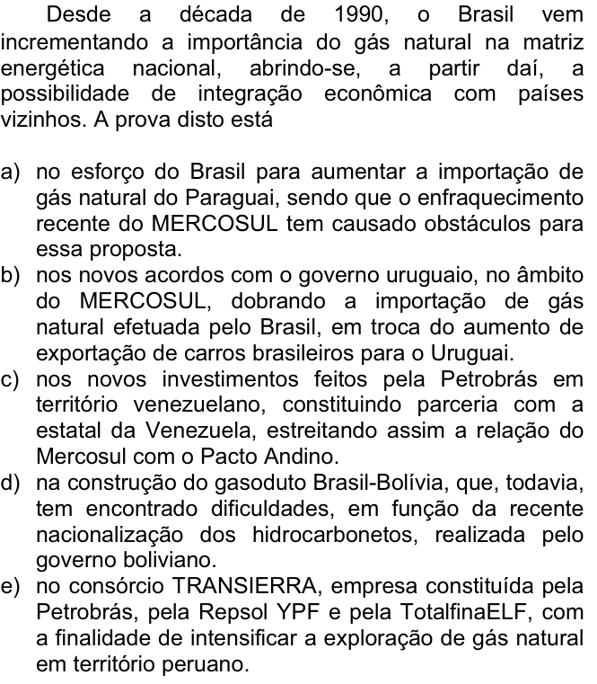 Questão 54 no caderno  da FUVEST 2007