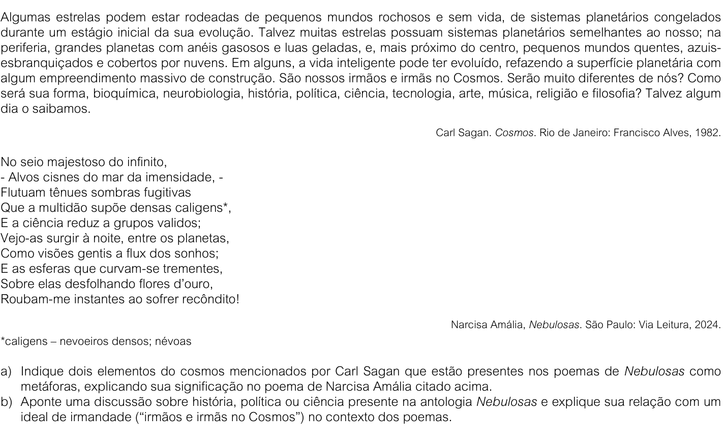 Questão 1 no caderno  da 2ª fase da FUVEST 2026