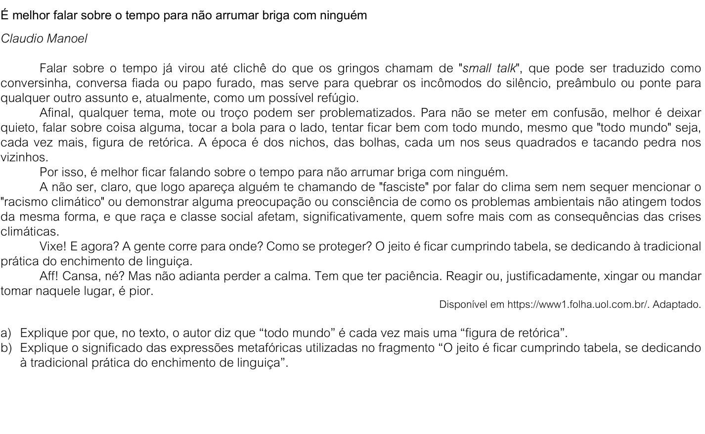 Questão 9 no caderno  da 2ª fase da FUVEST 2026