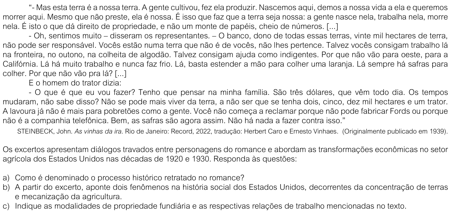 Questão H05 no caderno  da 2ª fase da FUVEST 2026