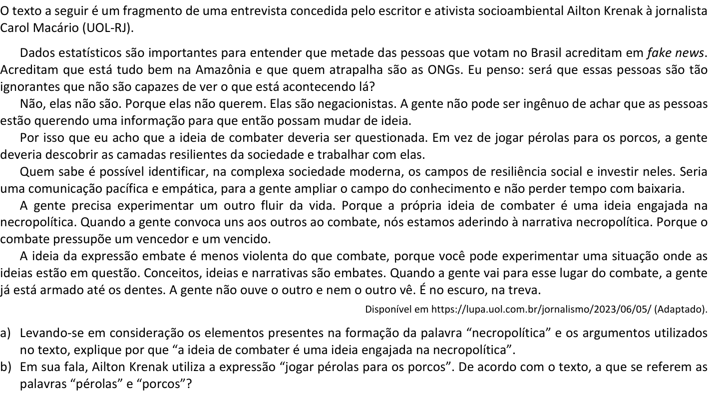 Questão 10 no caderno  da 2ª fase da FUVEST 2025