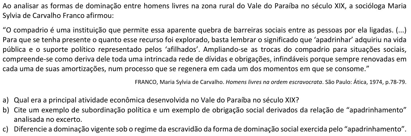 Questão H05 no caderno  da 2ª fase da FUVEST 2025