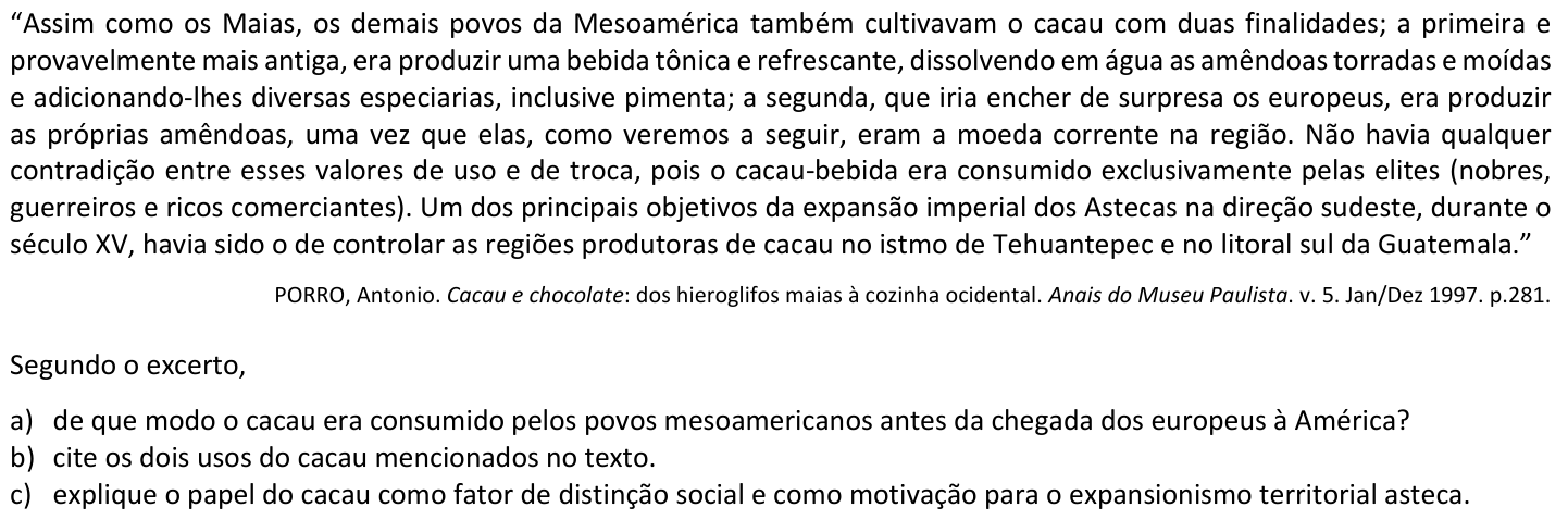 Questão H06 no caderno  da 2ª fase da FUVEST 2025