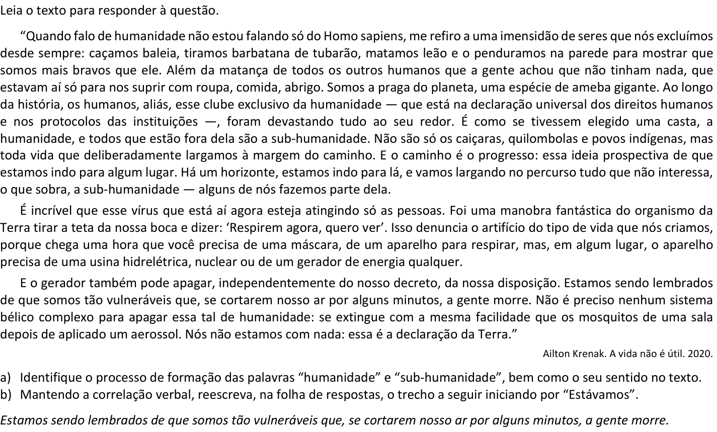 Questão 3 no caderno  da 2ª fase da FUVEST 2024