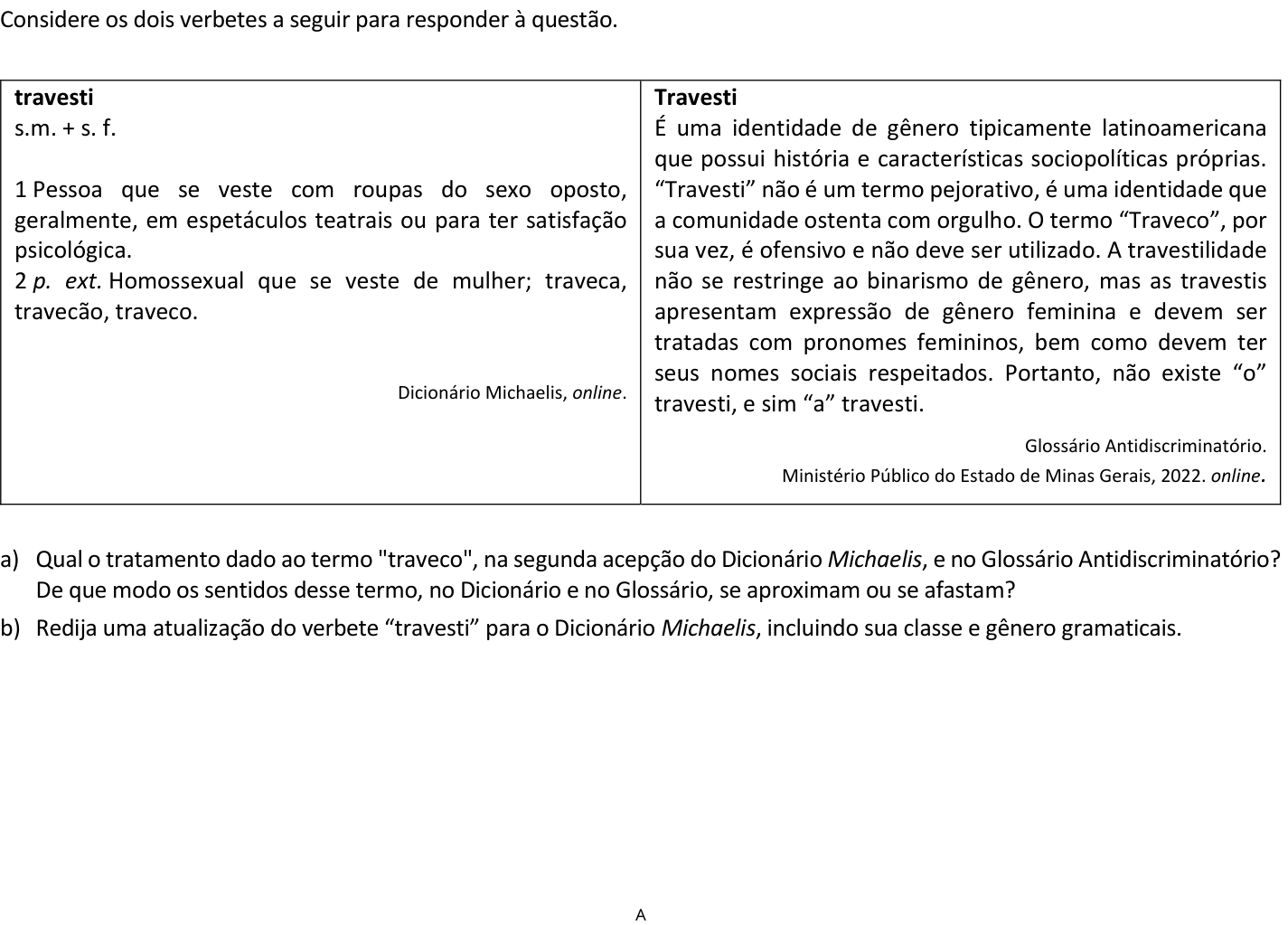 Questão 4 no caderno  da 2ª fase da FUVEST 2024