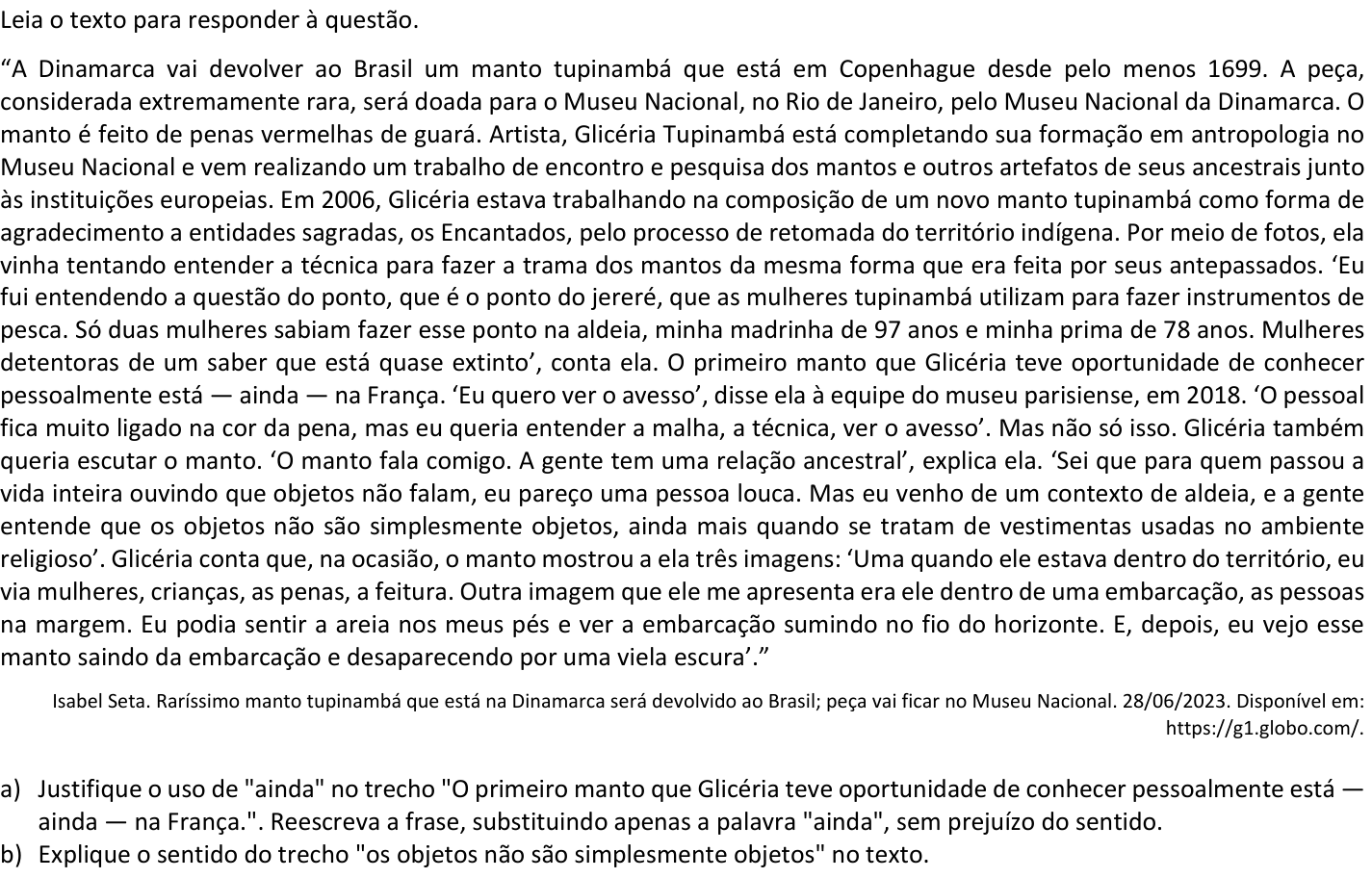 Questão 5 no caderno  da 2ª fase da FUVEST 2024
