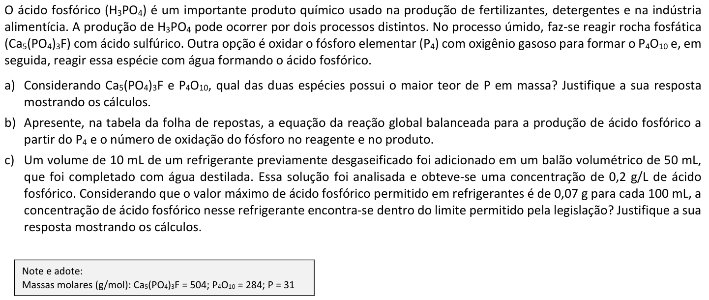 Questão Q01 no caderno  da 2ª fase da FUVEST 2024
