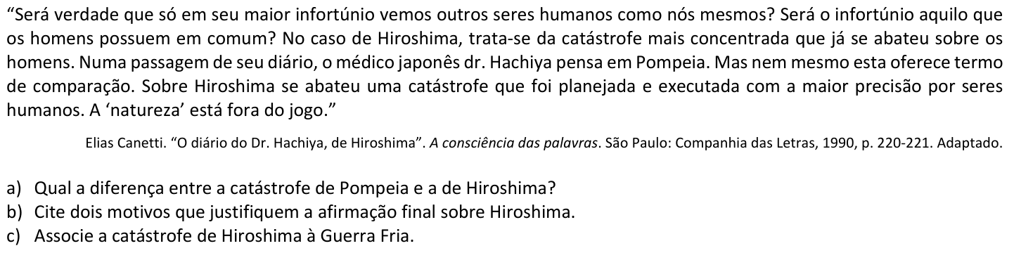Questão H03 no caderno  da 2ª fase da FUVEST 2024