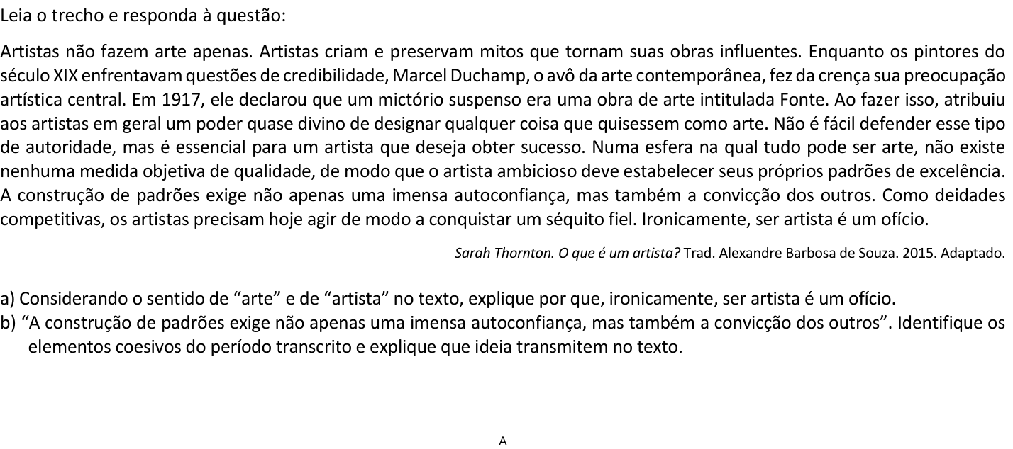 Questão 2 no caderno  da 2ª fase da FUVEST 2023