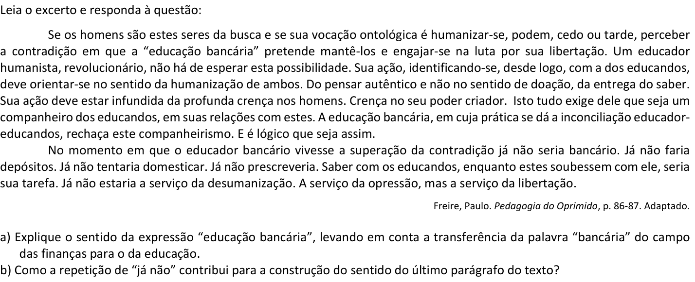 Questão 3 no caderno  da 2ª fase da FUVEST 2023