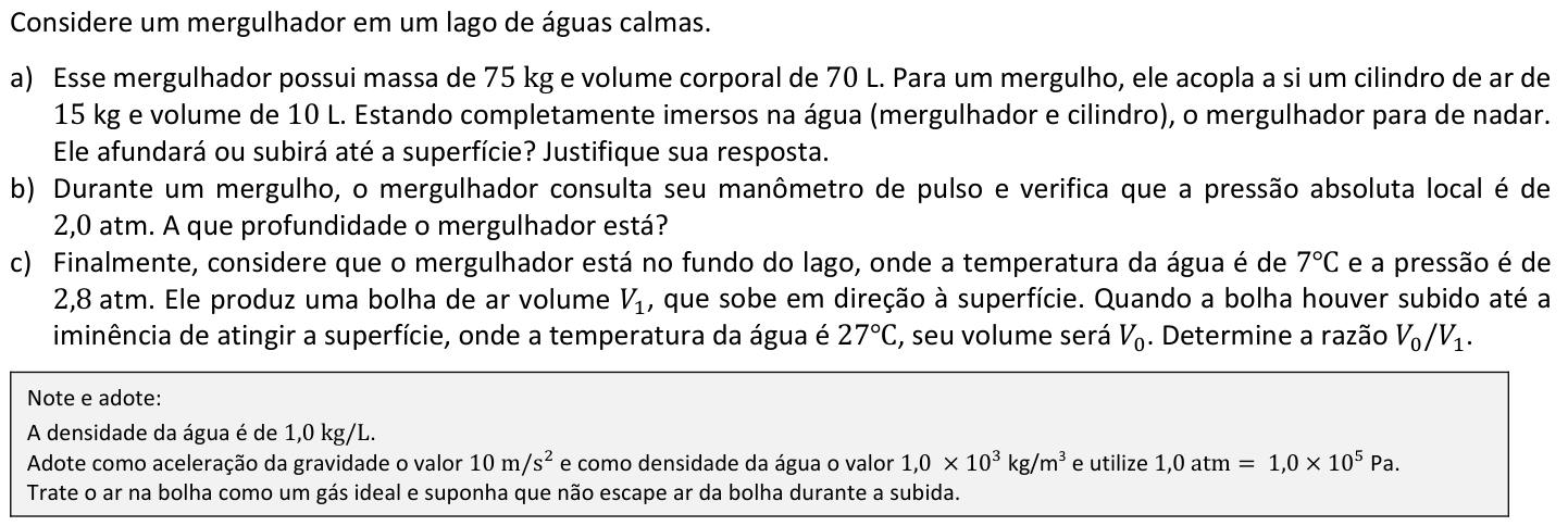 Questão F03 no caderno  da 2ª fase da FUVEST 2023