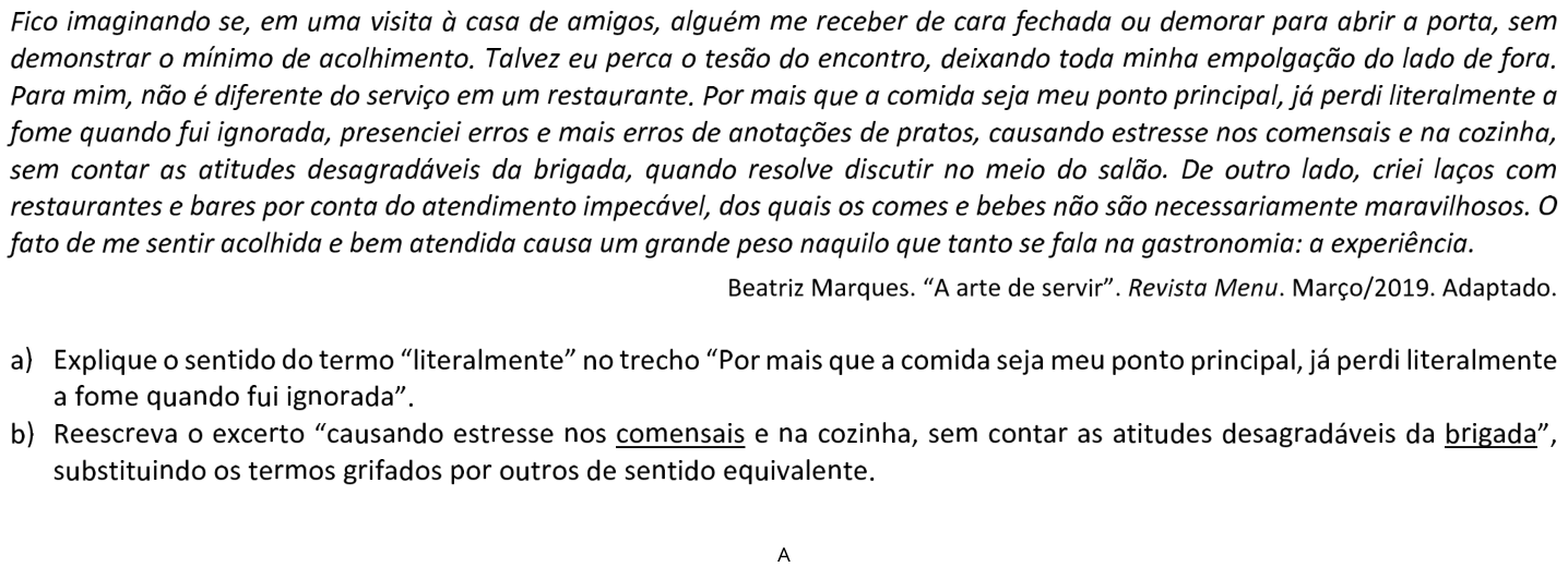 Questão 2 no caderno  da 2ª fase da FUVEST 2022