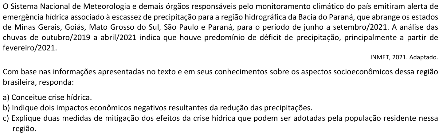 Questão G02 no caderno  da 2ª fase da FUVEST 2022