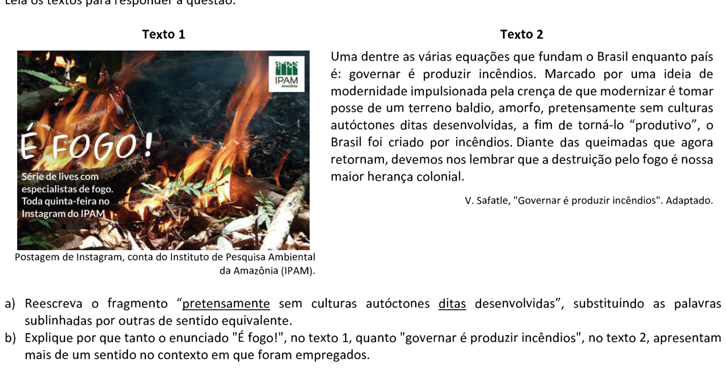 Questão 5 no caderno  da 2ª fase da FUVEST 2021