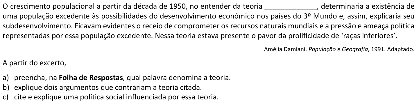 Questão G06 no caderno  da 2ª fase da FUVEST 2021