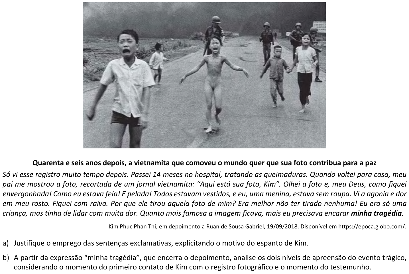 Questão 1 no caderno  da 2ª fase da FUVEST 2020
