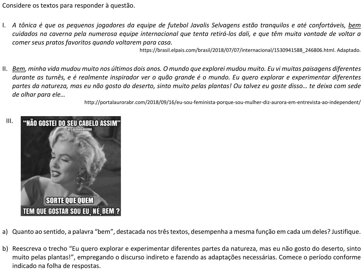 Questão 3 no caderno  da 2ª fase da FUVEST 2019