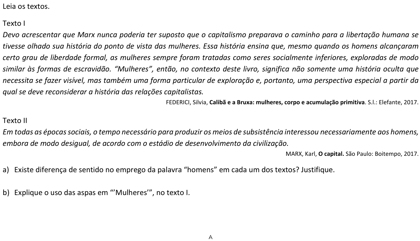Questão 4 no caderno  da 2ª fase da FUVEST 2019