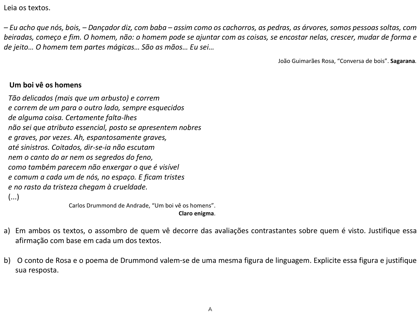 Questão 10 no caderno  da 2ª fase da FUVEST 2019