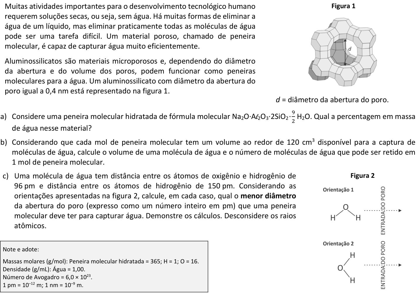 Questão Q01 no caderno  da 2ª fase da FUVEST 2019