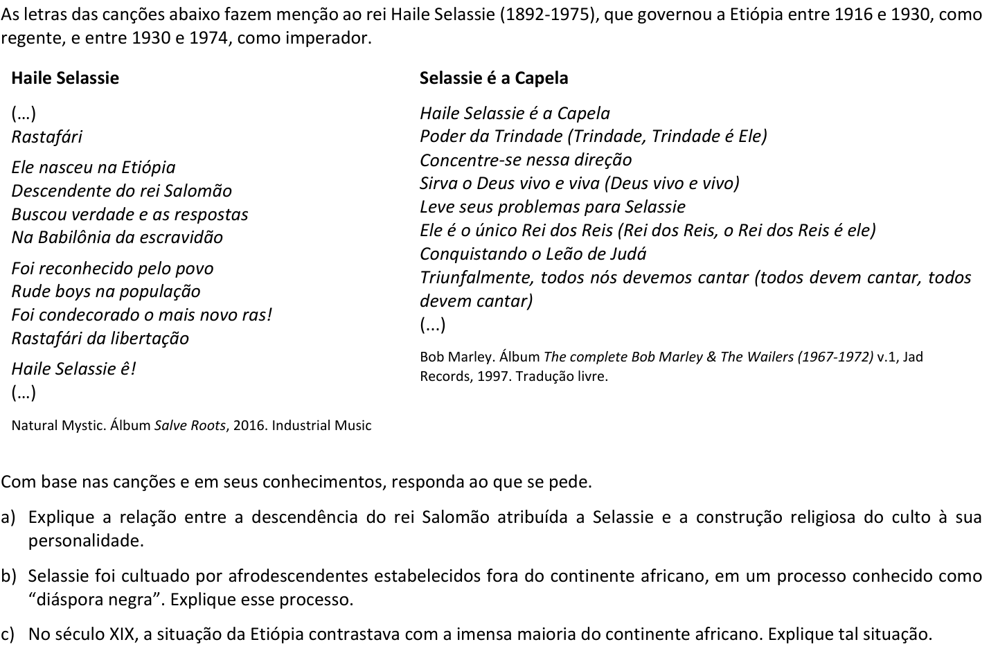 Questão H05 no caderno  da 2ª fase da FUVEST 2019