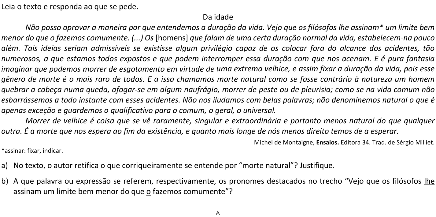 Questão 2 no caderno  da 2ª fase da FUVEST 2018