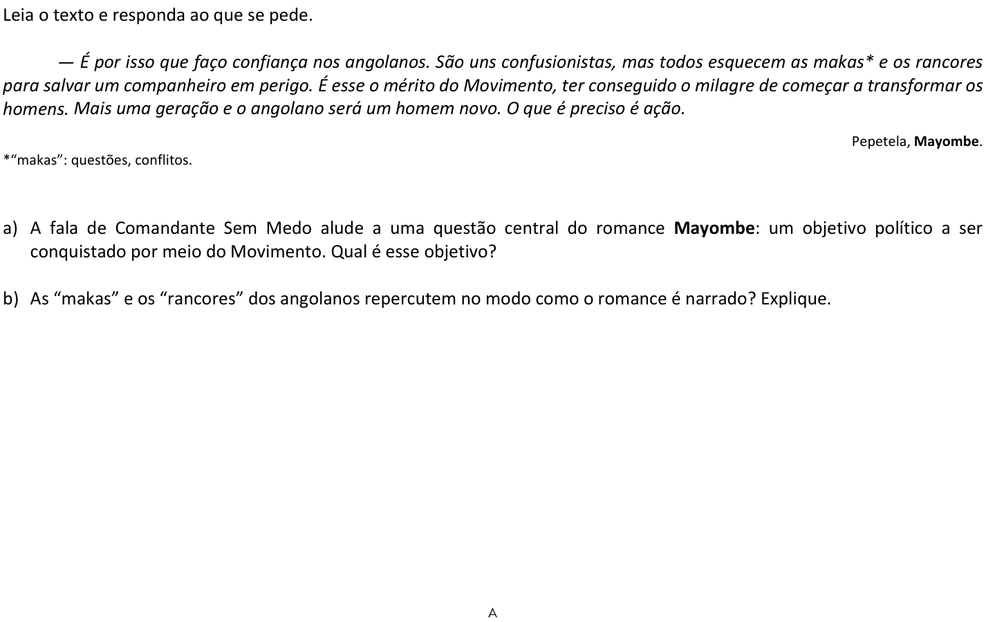 Questão 10 no caderno  da 2ª fase da FUVEST 2018