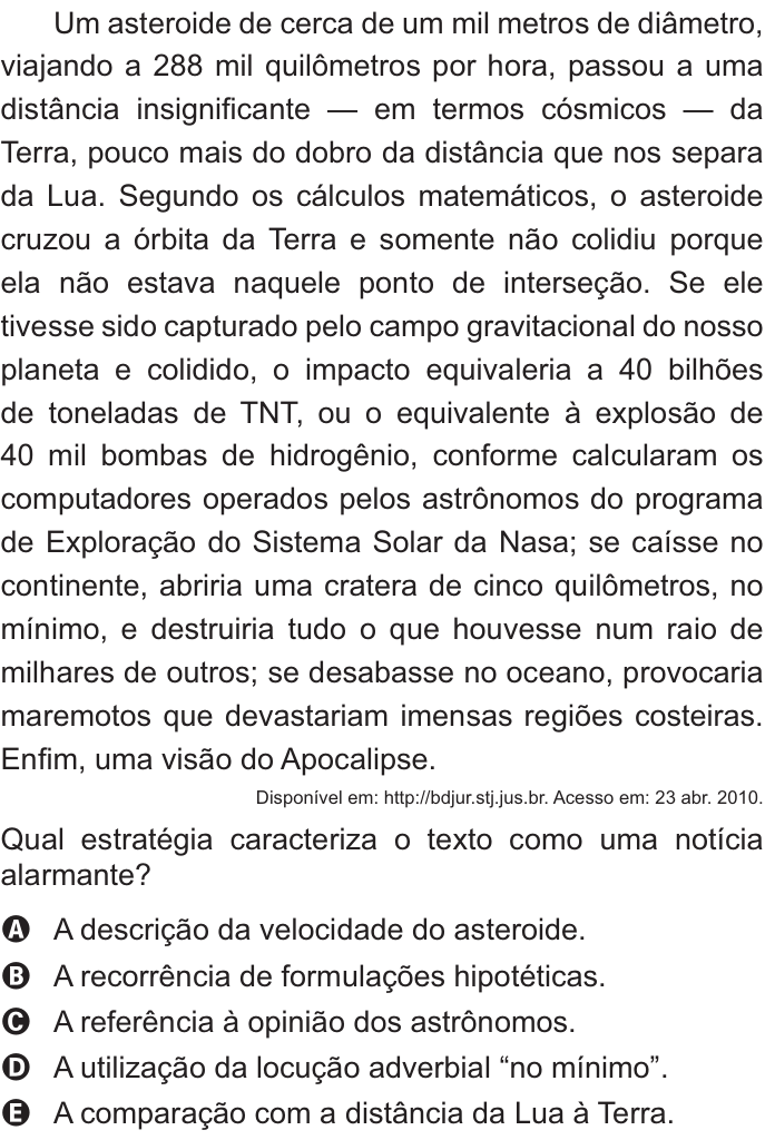 Questão 6 no caderno Azul do ENEM 2021