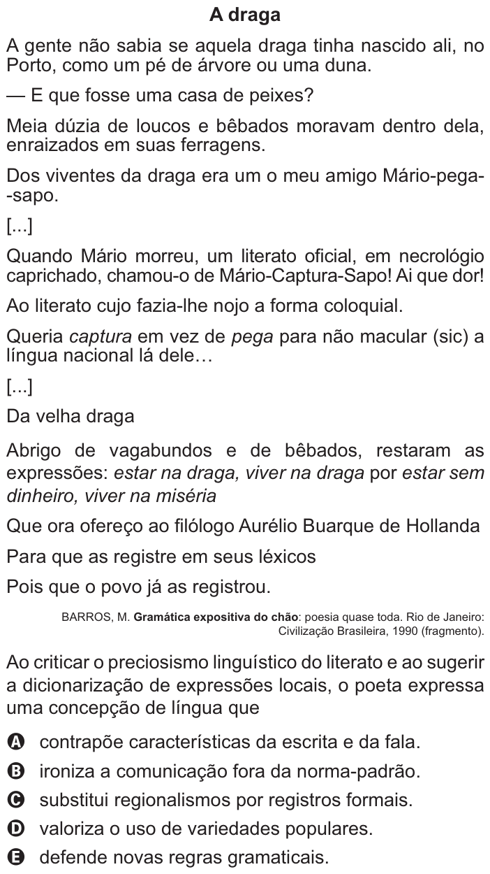 Questão 7 no caderno Azul do ENEM 2021