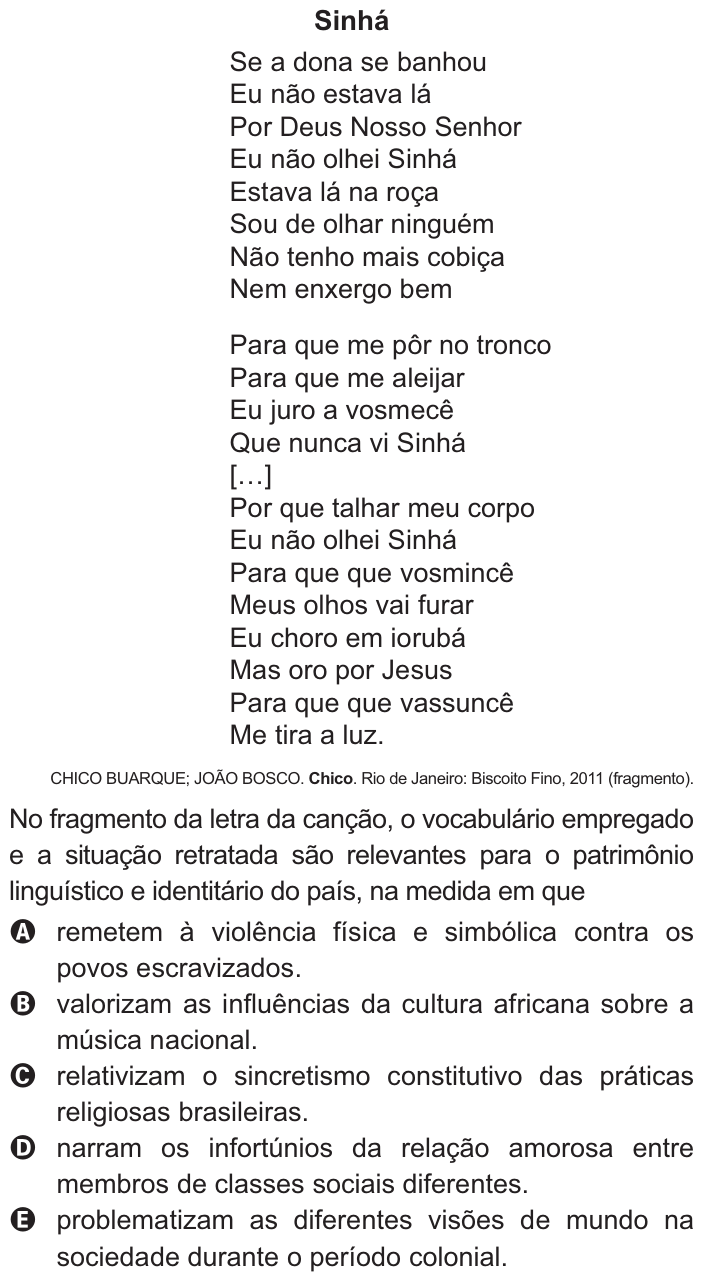 Questão 11 no caderno Azul do ENEM 2021