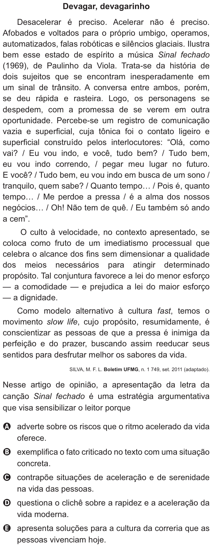 Questão 16 no caderno Azul do ENEM 2021
