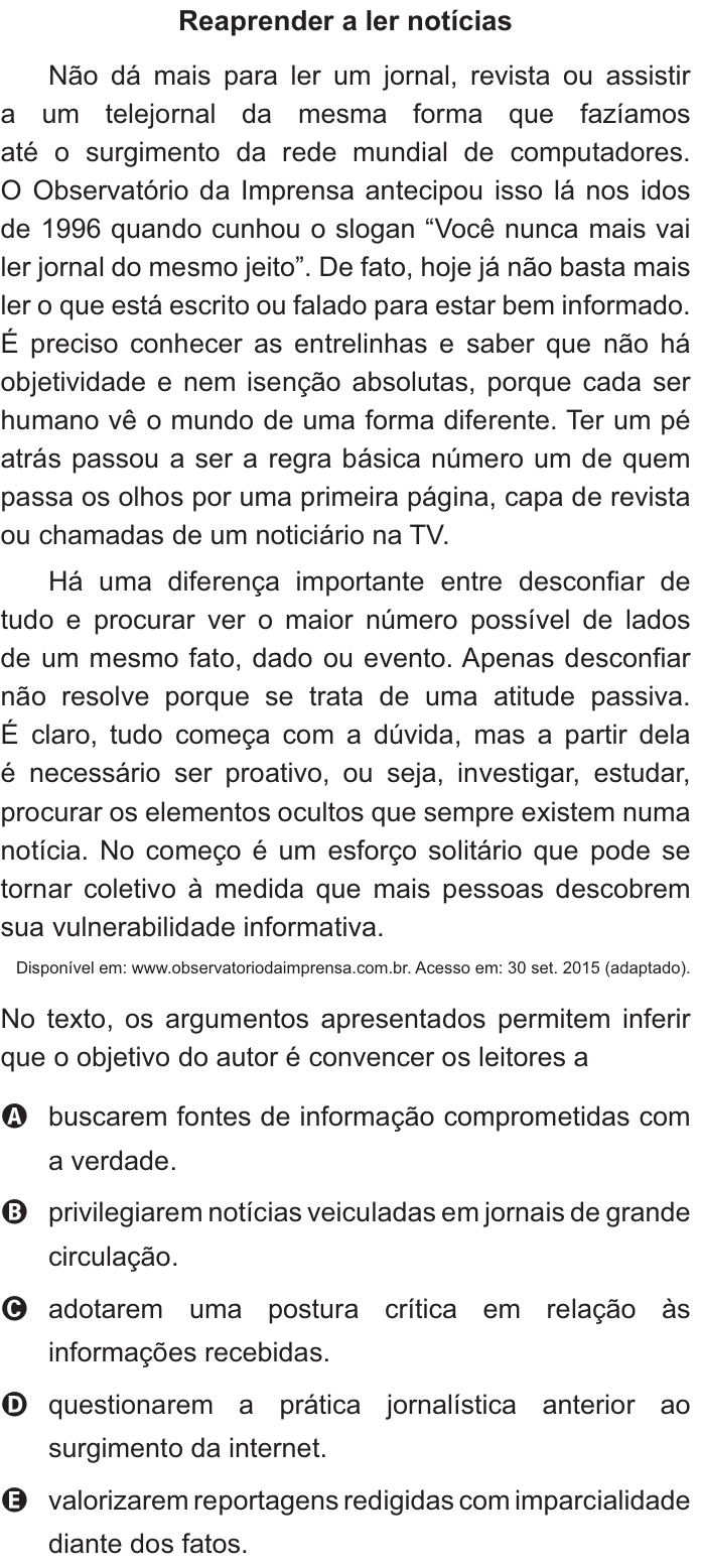 Questão 29 no caderno Azul do ENEM 2021