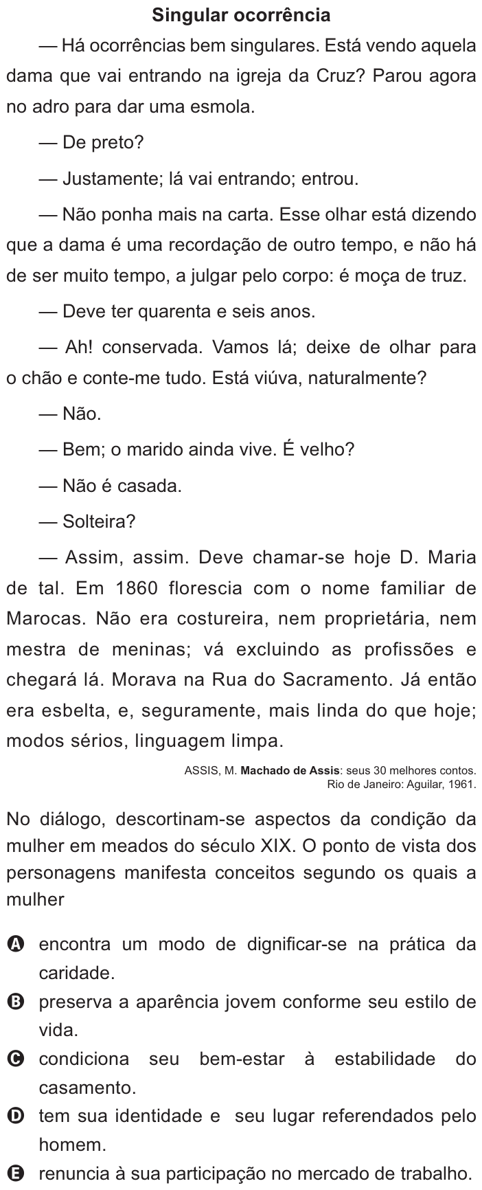 Questão 35 no caderno Azul do ENEM 2021