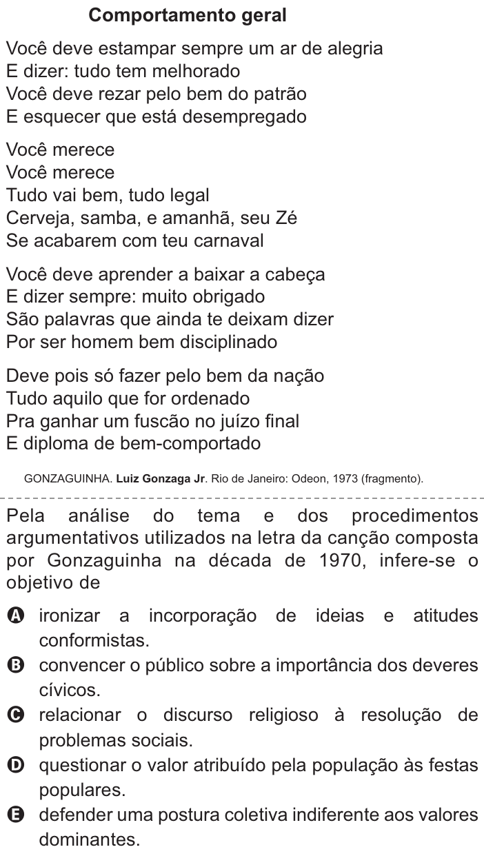 Questão 37 no caderno Azul do ENEM 2021