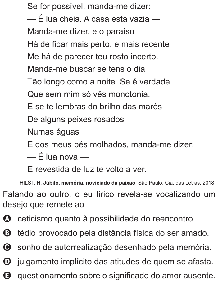 Questão 38 no caderno Azul do ENEM 2021