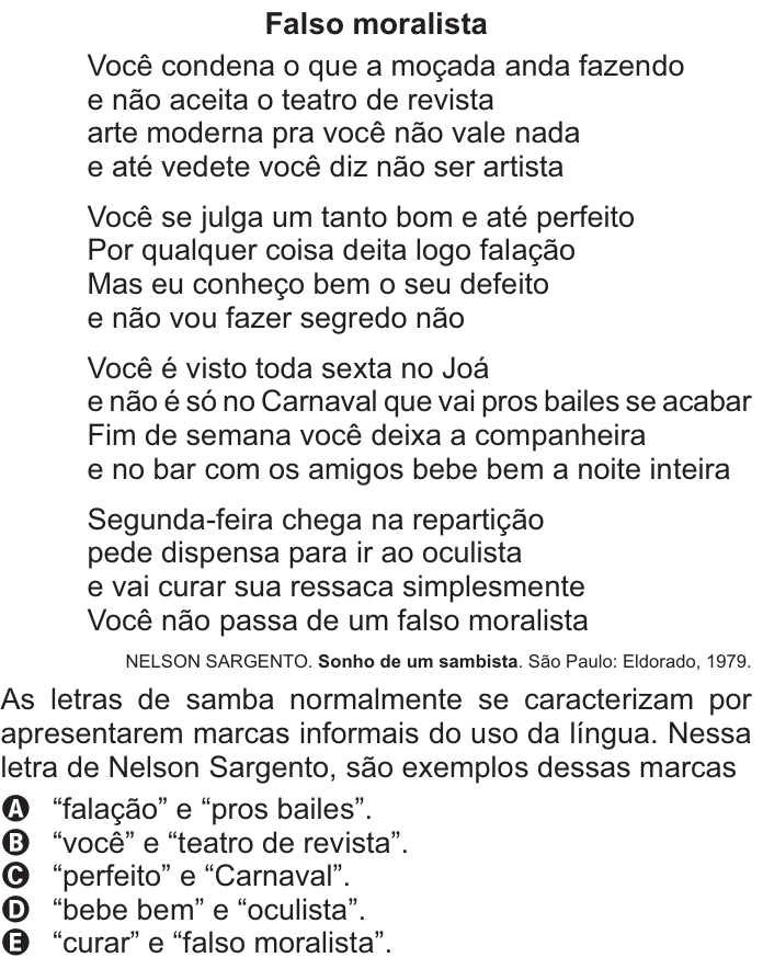Questão 39 no caderno Azul do ENEM 2021