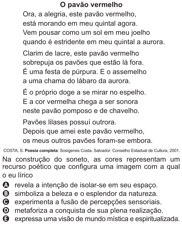 Questão 41 no caderno Azul do ENEM 2021