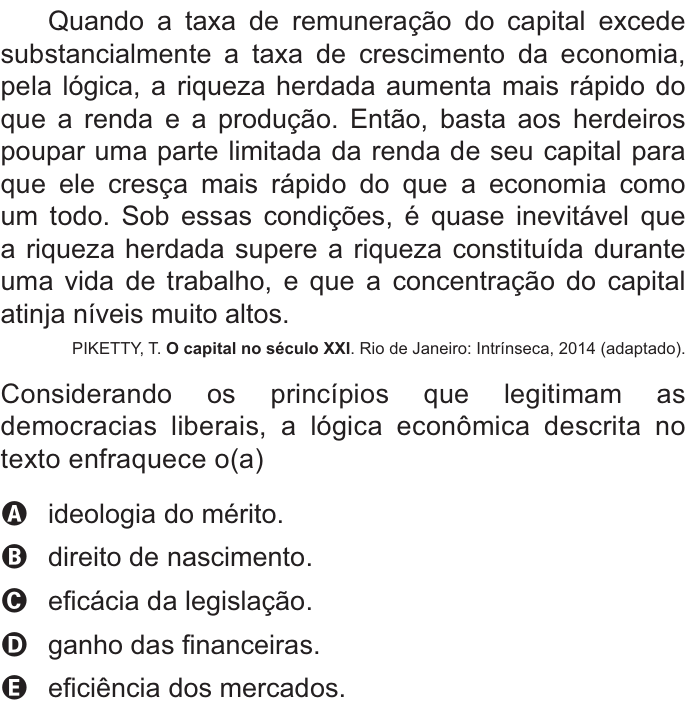 Questão 47 no caderno Azul do ENEM 2021