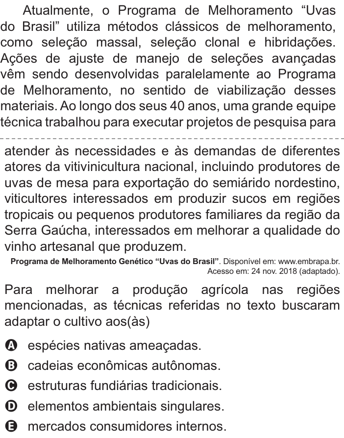 Questão 48 no caderno Azul do ENEM 2021