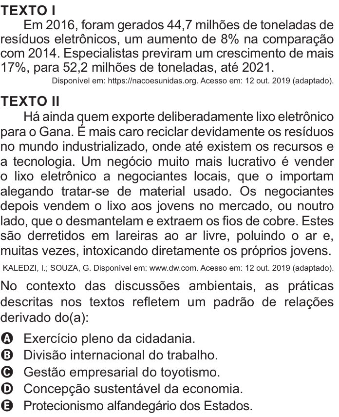 Questão 50 no caderno Azul do ENEM 2021