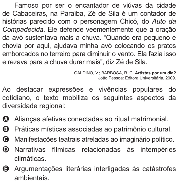 Questão 53 no caderno Azul do ENEM 2021