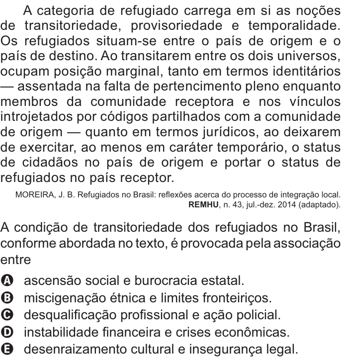 Questão 55 no caderno Azul do ENEM 2021