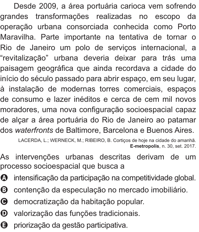 Questão 61 no caderno Azul do ENEM 2021